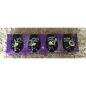 Black Spider Wine Glasses - Set of 4 Hand Painted Halloween Glasses.